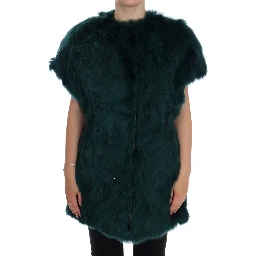 Green Alpaca Fur Vest Sleeveless Jacket