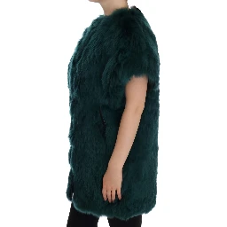 Green Alpaca Fur Vest Sleeveless Jacket