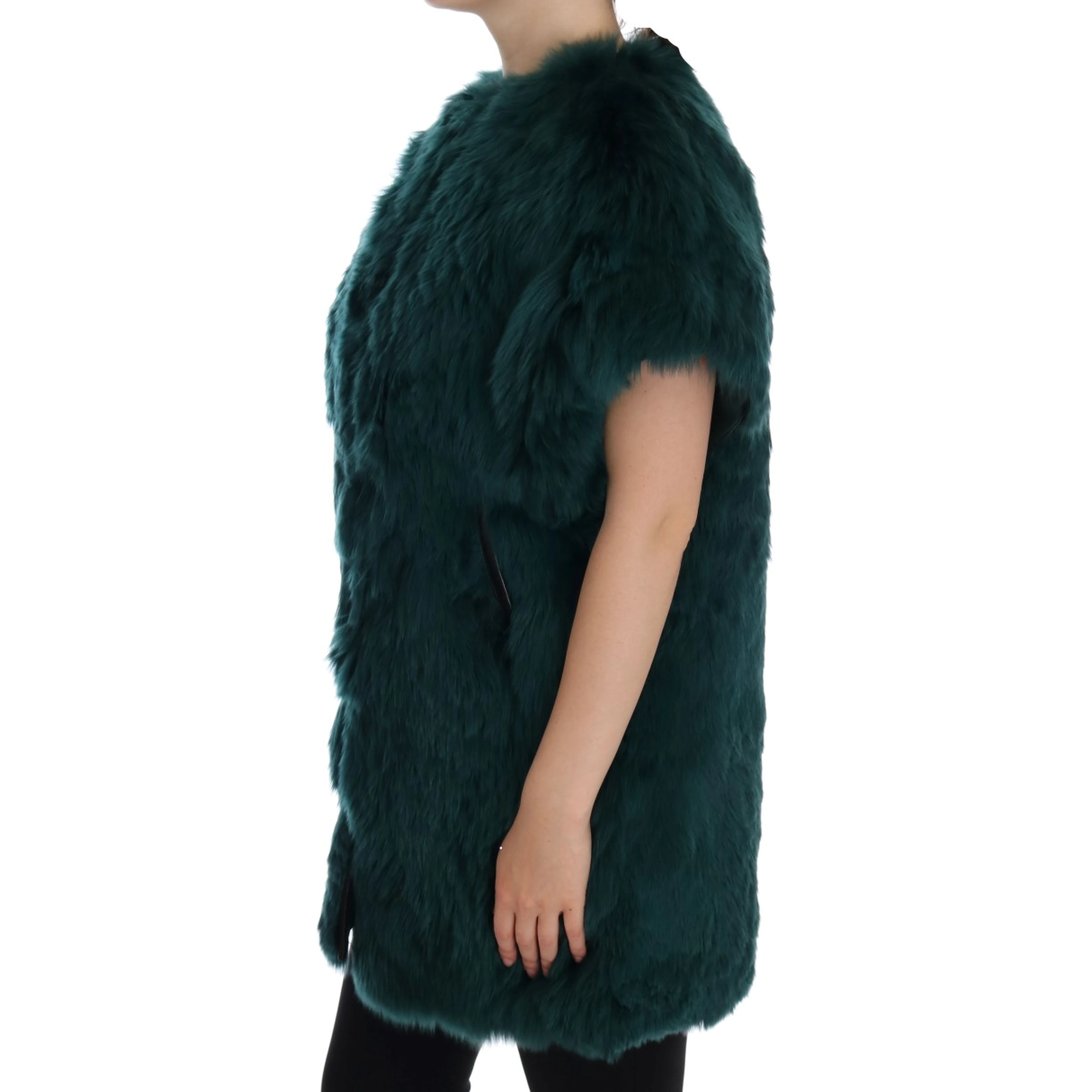 Green Alpaca Fur Vest Sleeveless Jacket