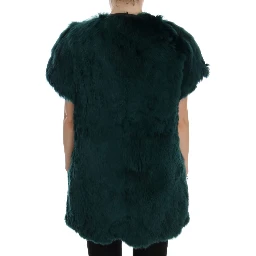Green Alpaca Fur Vest Sleeveless Jacket