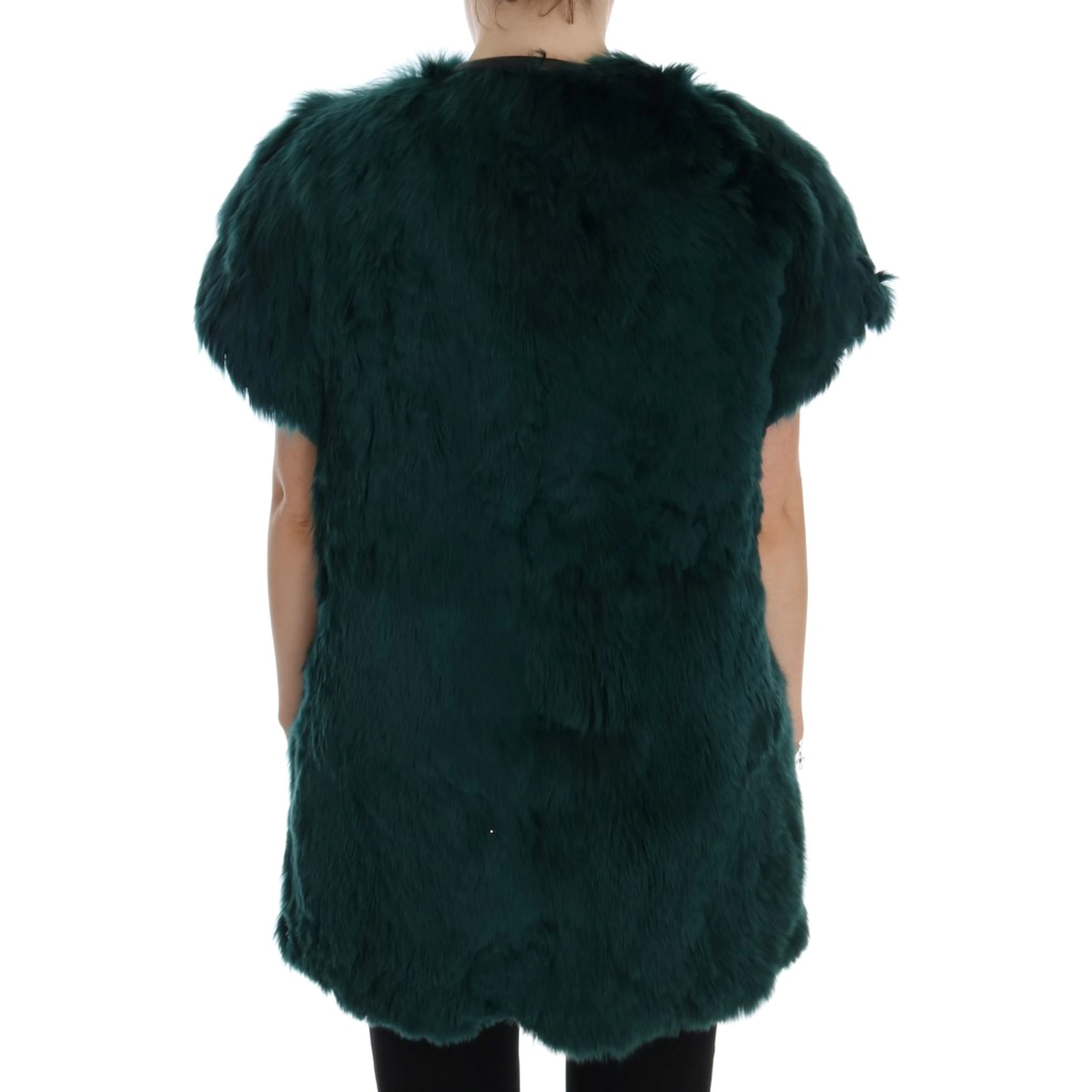 Green Alpaca Fur Vest Sleeveless Jacket