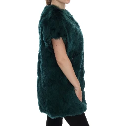 Green Alpaca Fur Vest Sleeveless Jacket