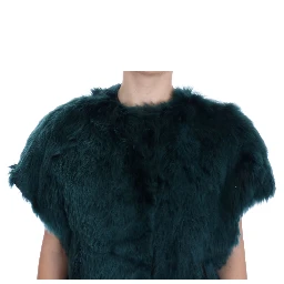 Green Alpaca Fur Vest Sleeveless Jacket