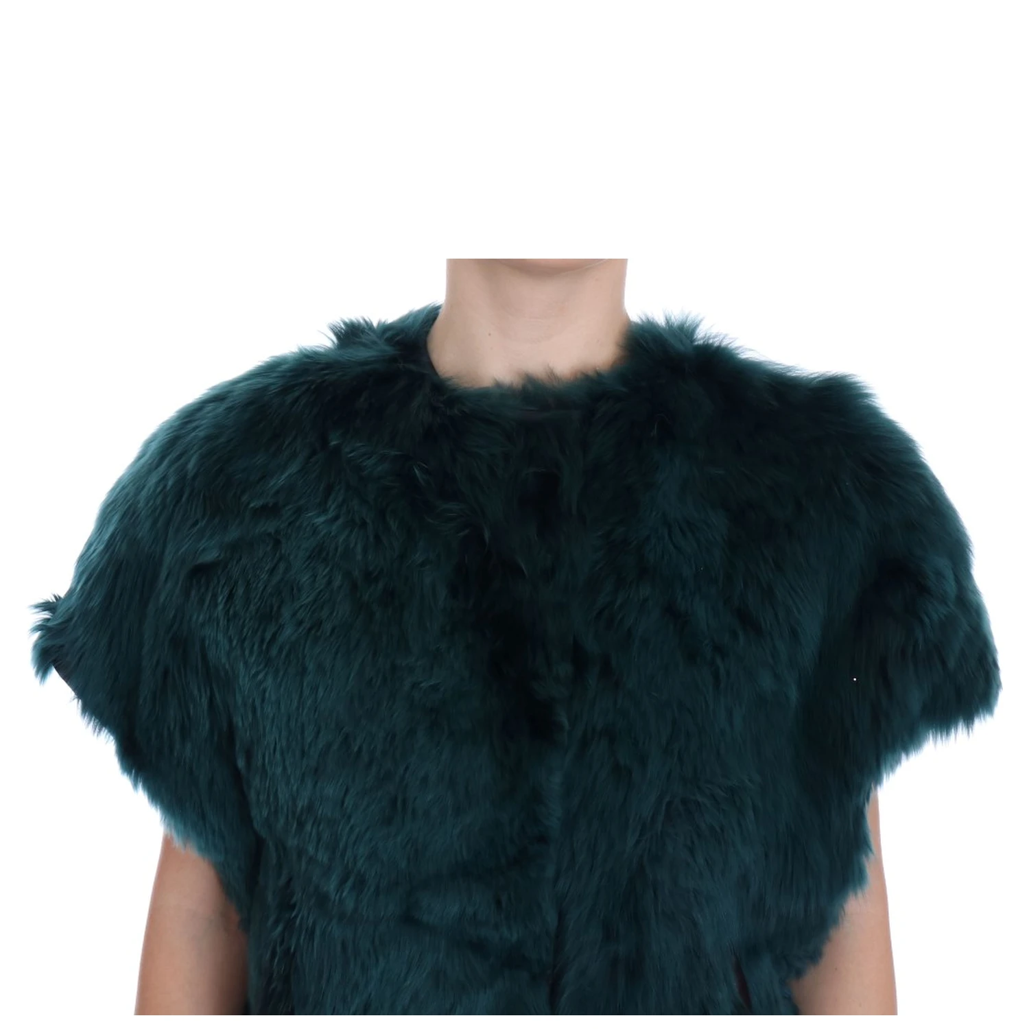 Green Alpaca Fur Vest Sleeveless Jacket