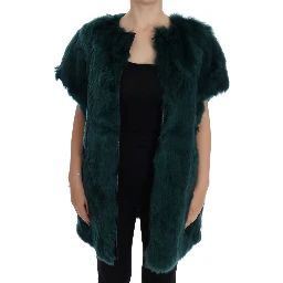 Green Alpaca Fur Vest Sleeveless Jacket