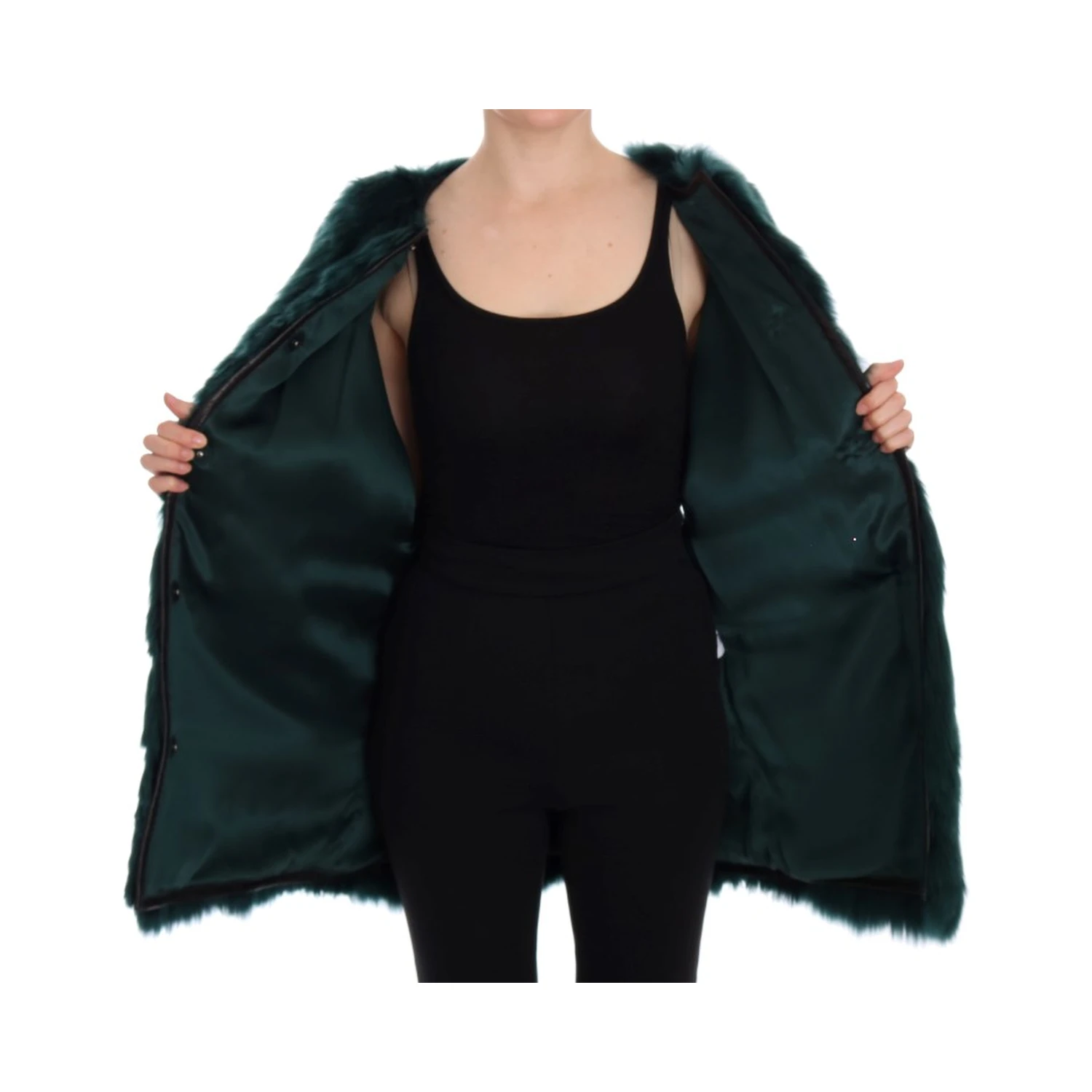 Green Alpaca Fur Vest Sleeveless Jacket