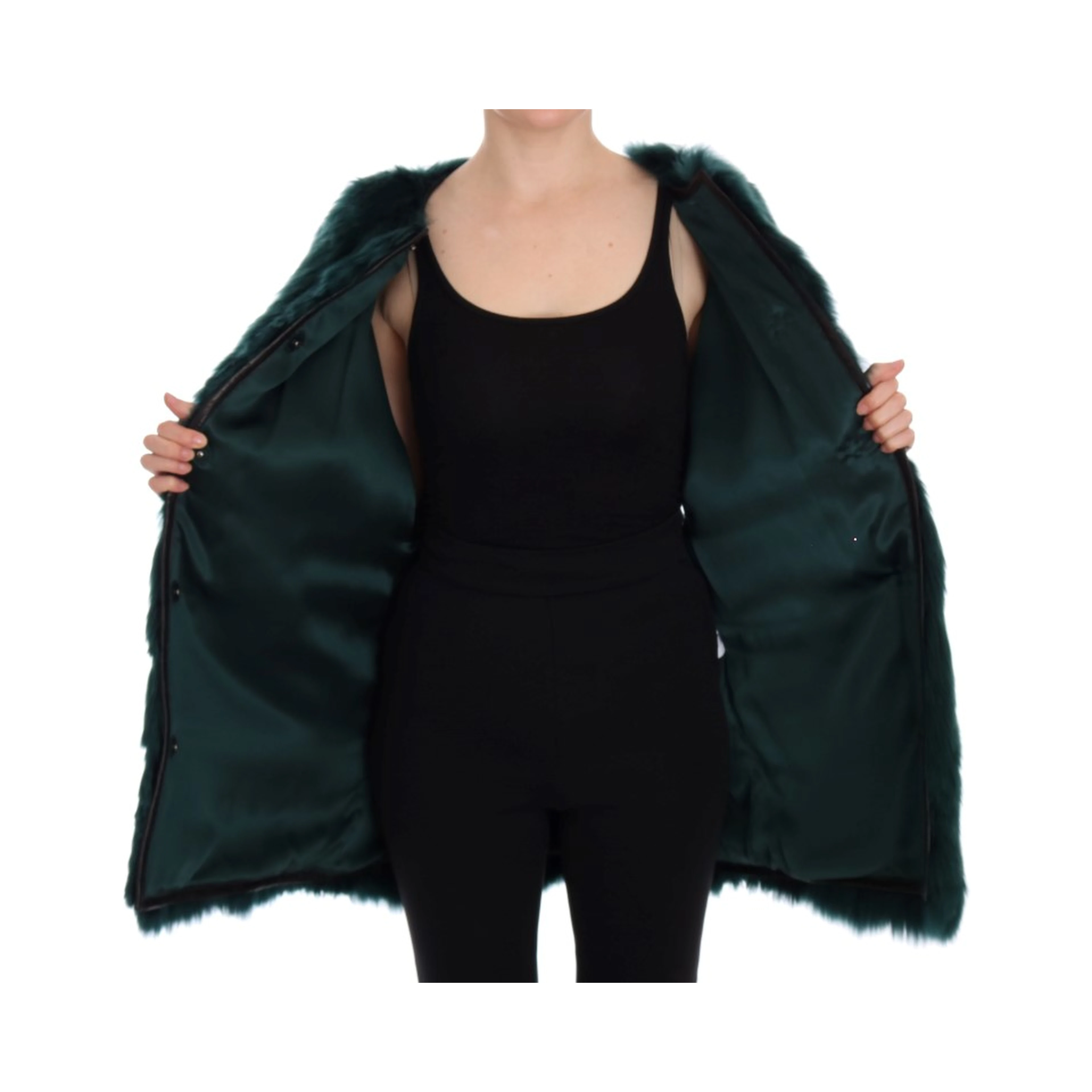 Green Alpaca Fur Vest Sleeveless Jacket