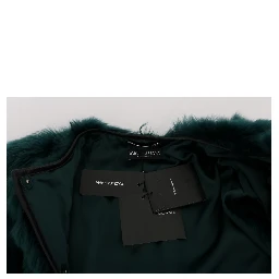 Green Alpaca Fur Vest Sleeveless Jacket