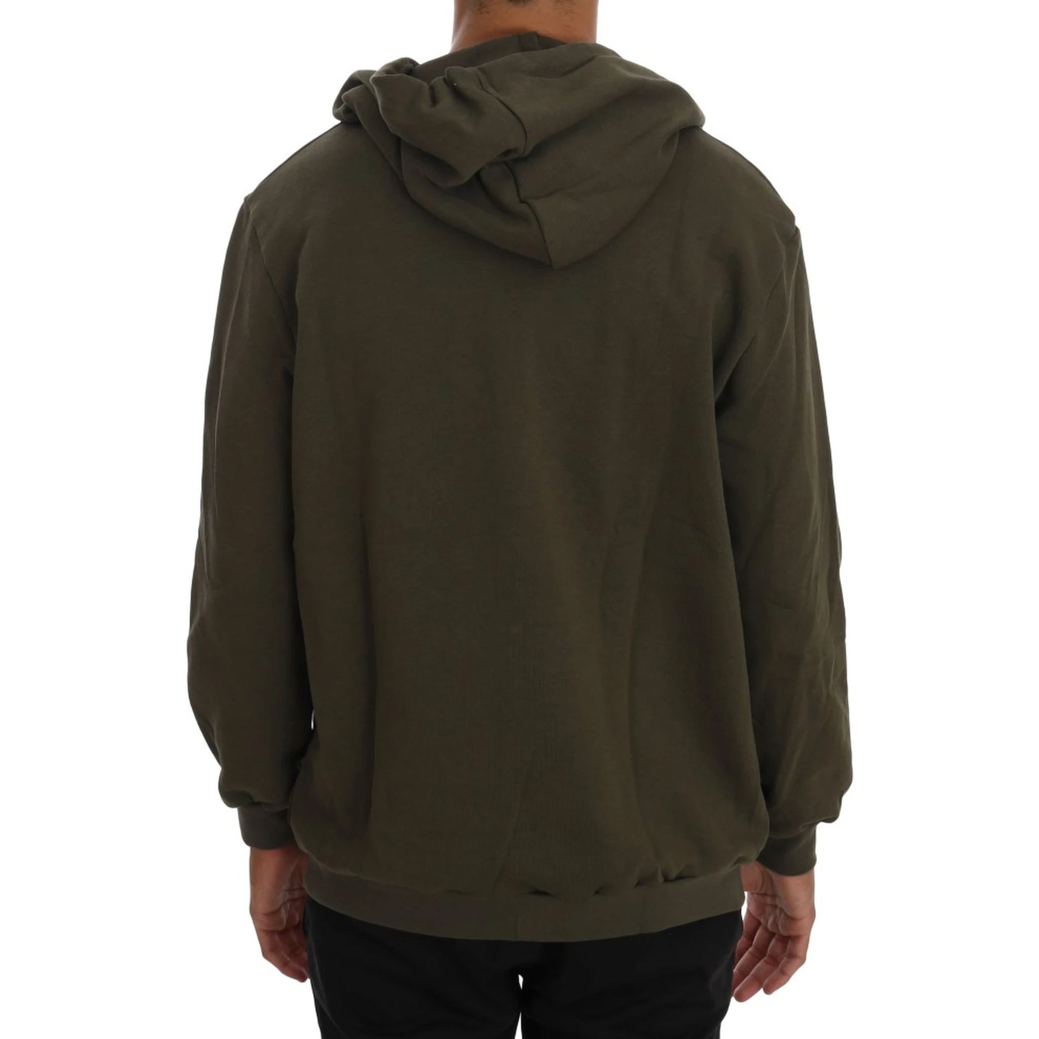 Green Full Zipper Hodded Cotton Sweater
