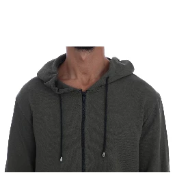 Green Full Zipper Hodded Cotton Sweater
