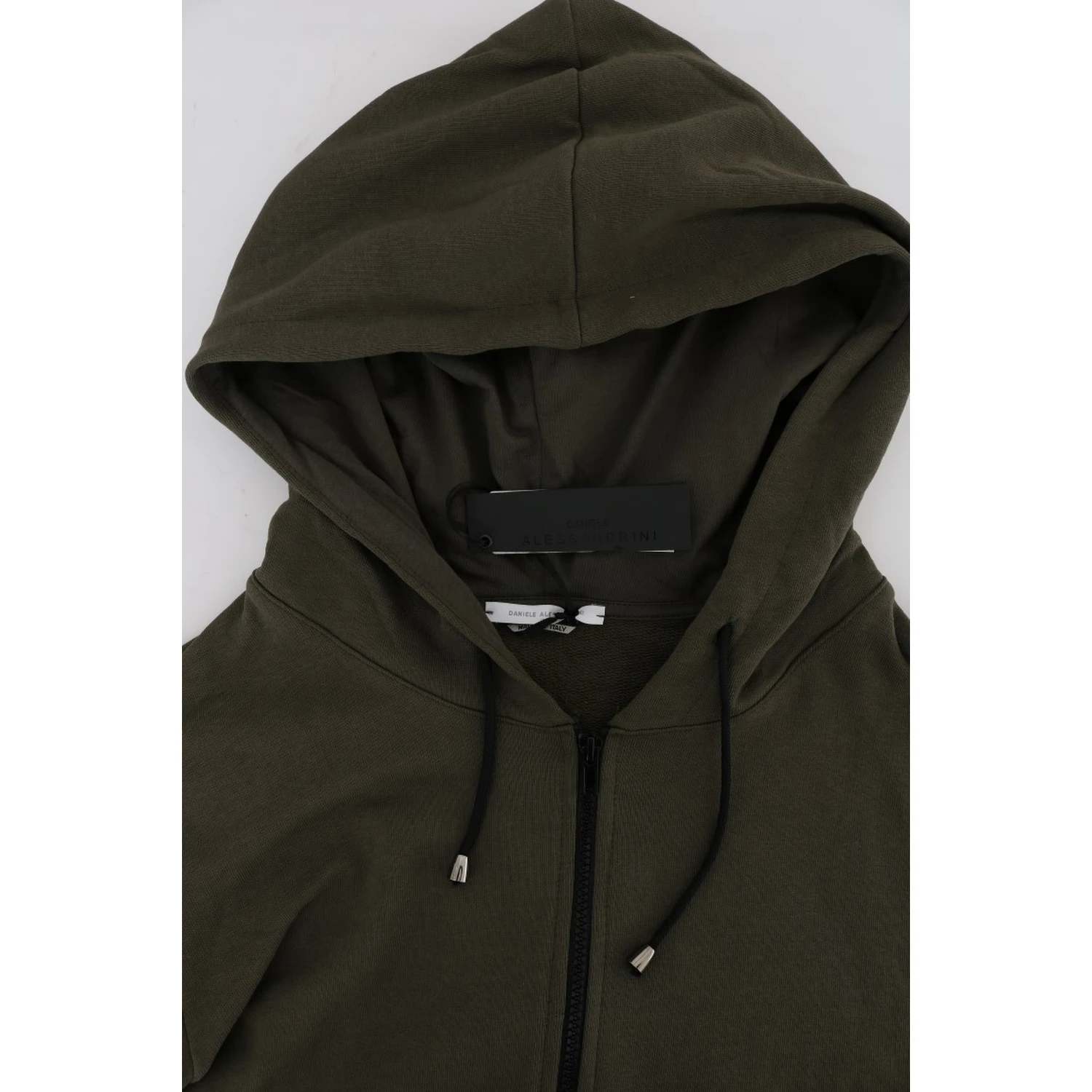Green Full Zipper Hodded Cotton Sweater