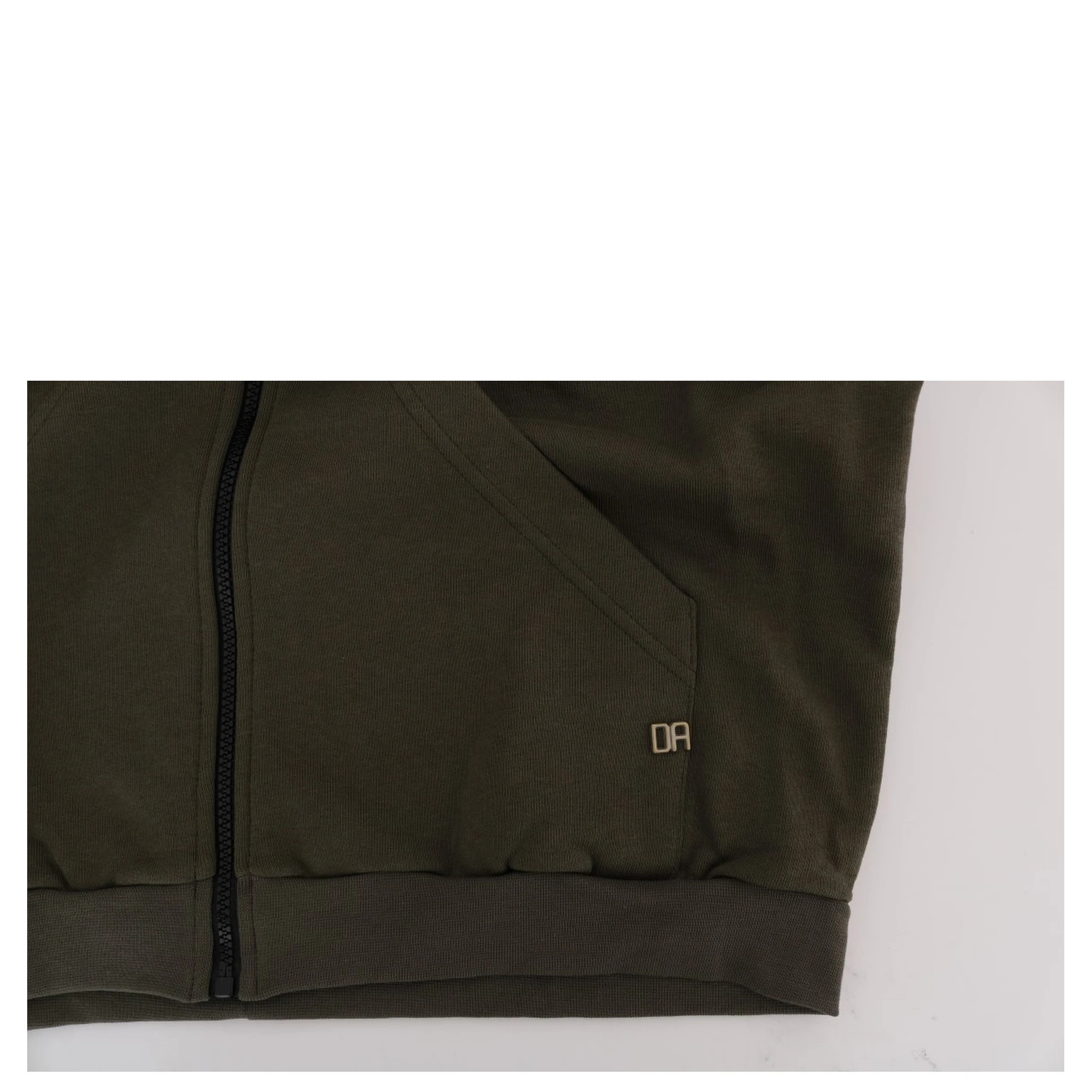 Green Full Zipper Hodded Cotton Sweater