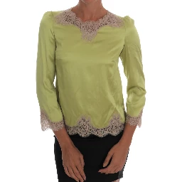 Green Silk Stretch Blouse Top