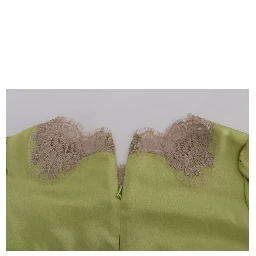 Green Silk Stretch Blouse Top