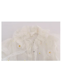 White Daisy Applique Silk Shirt