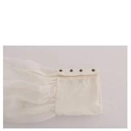 White Daisy Applique Silk Shirt