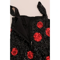 Black Red Polka Sequined Shift Dress