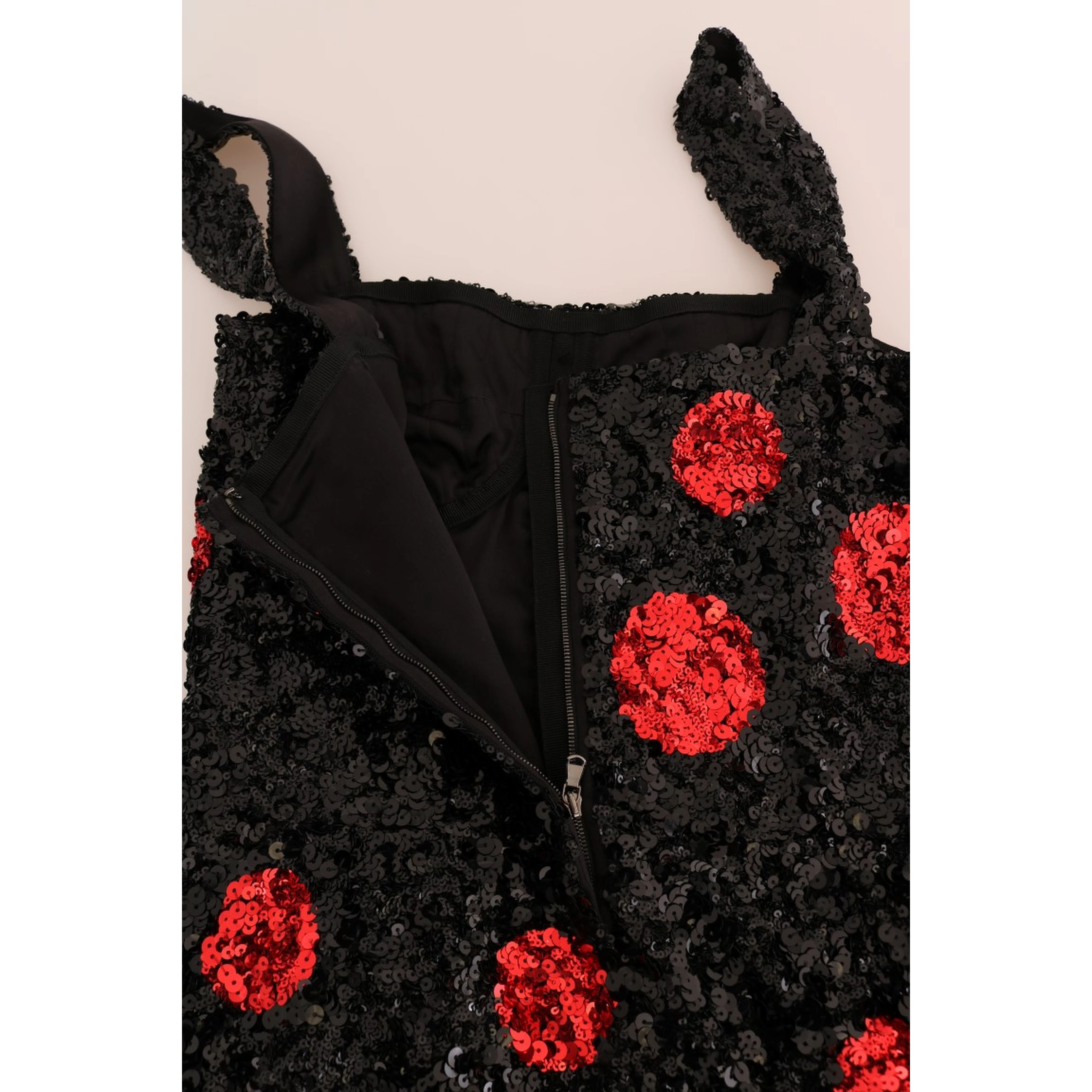 Black Red Polka Sequined Shift Dress