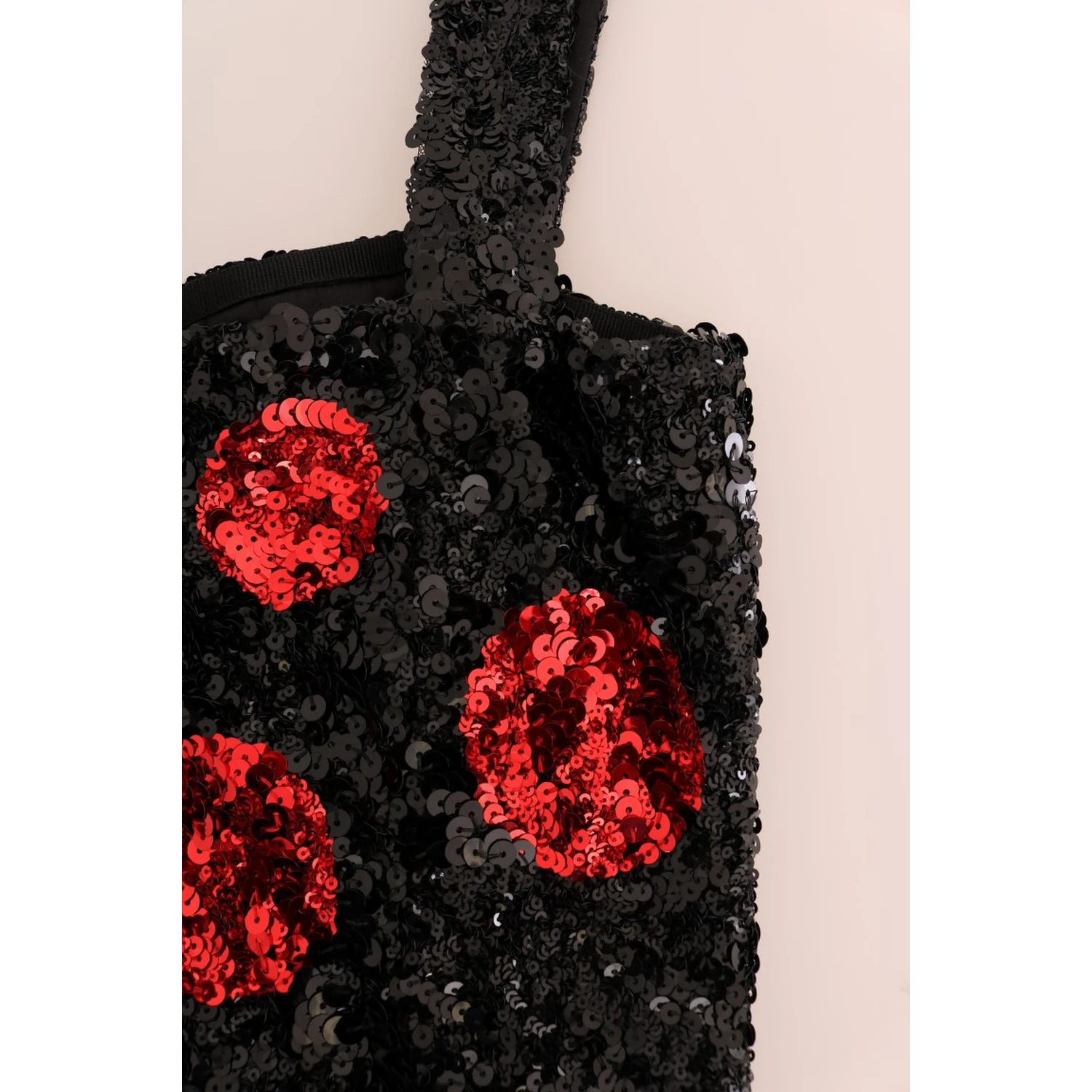 Black Red Polka Sequined Shift Dress