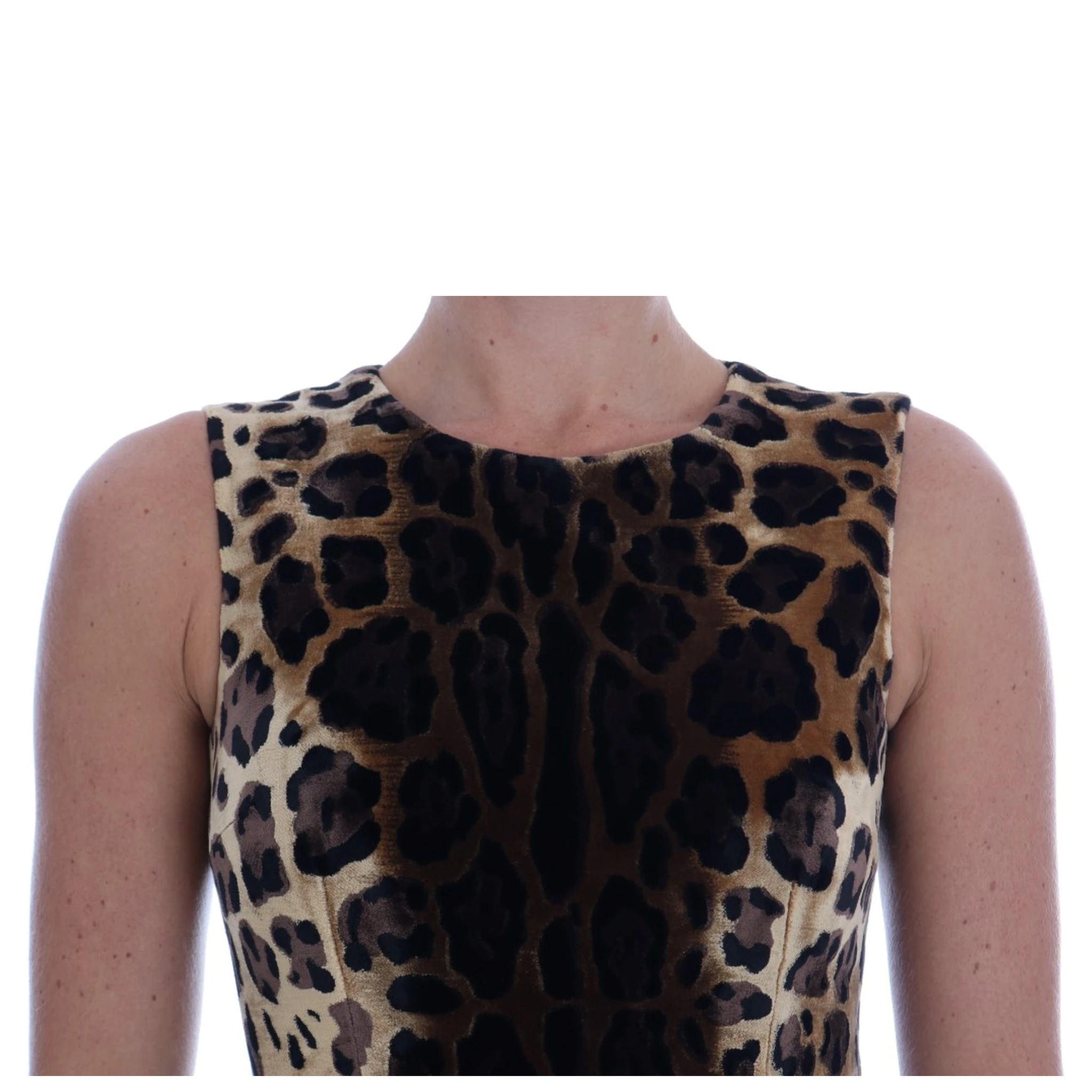 Brown Leopard Print Silk Sheath Dress