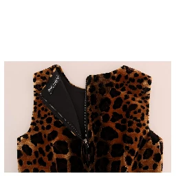 Brown Leopard Print Silk Sheath Dress