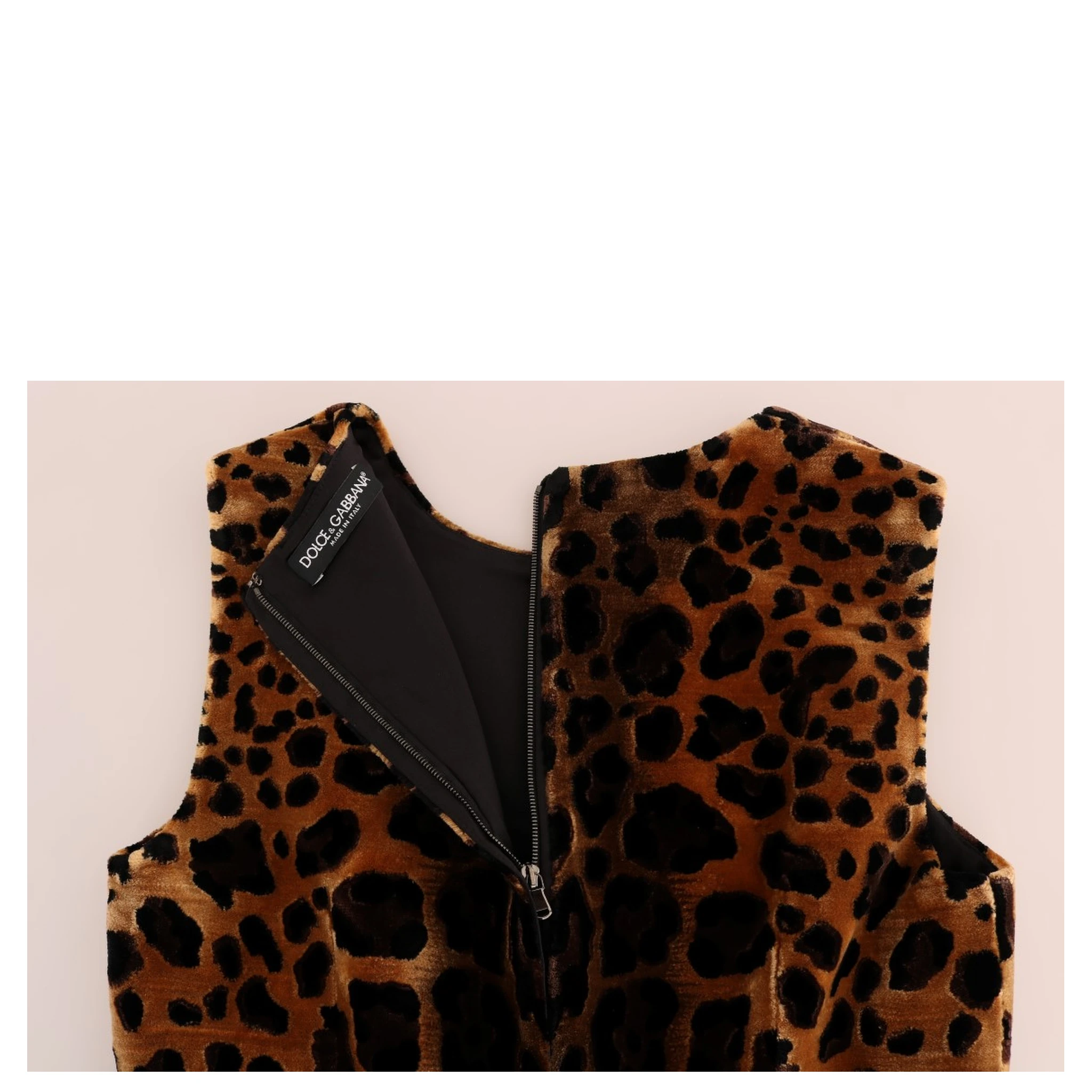 Brown Leopard Print Silk Sheath Dress