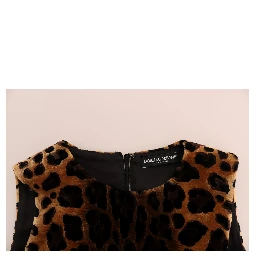 Brown Leopard Print Silk Sheath Dress