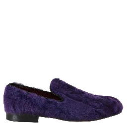 Purple Sheep Fur Leather Loafers