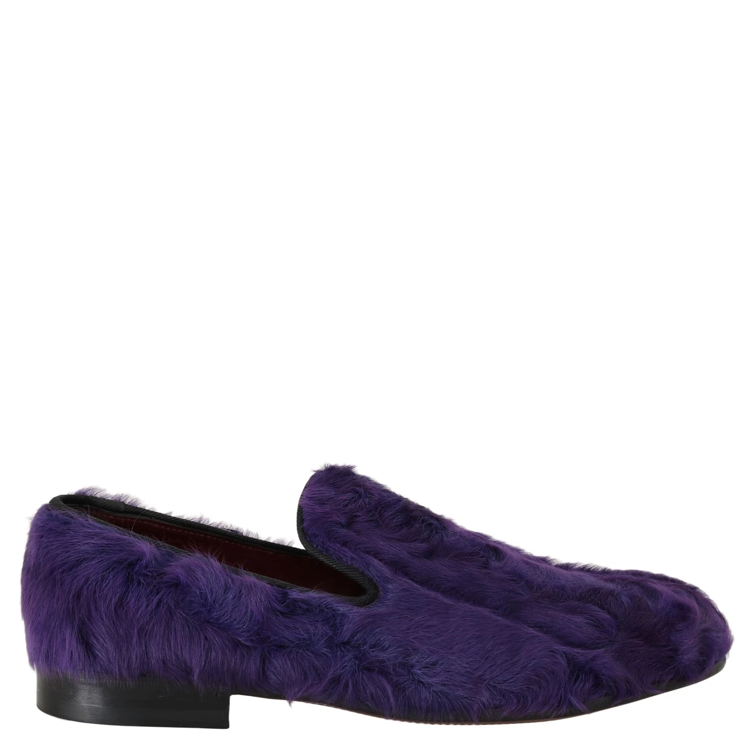 Purple Sheep Fur Leather Loafers