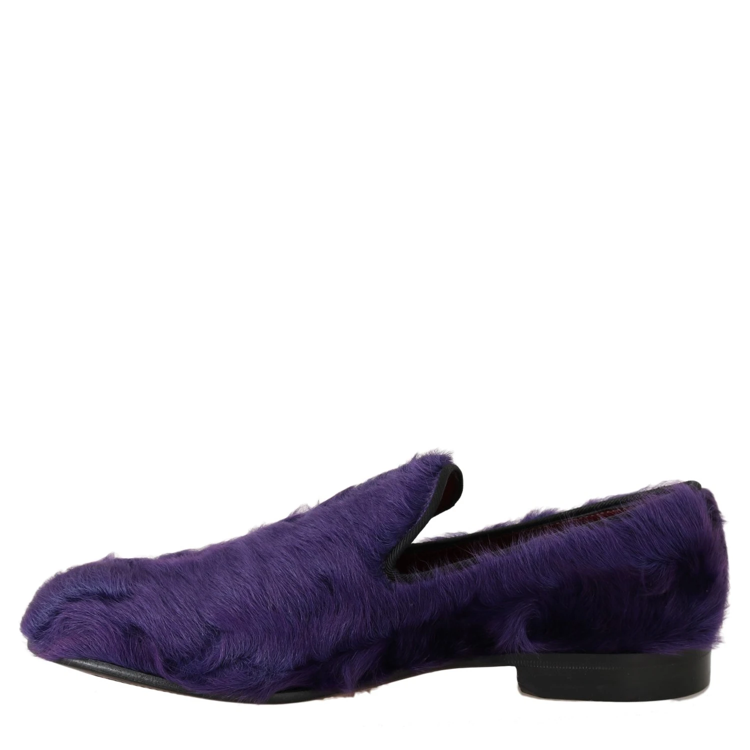 Purple Sheep Fur Leather Loafers