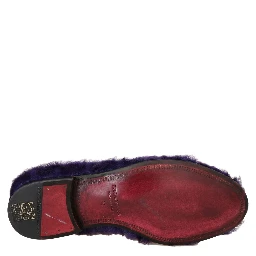 Purple Sheep Fur Leather Loafers