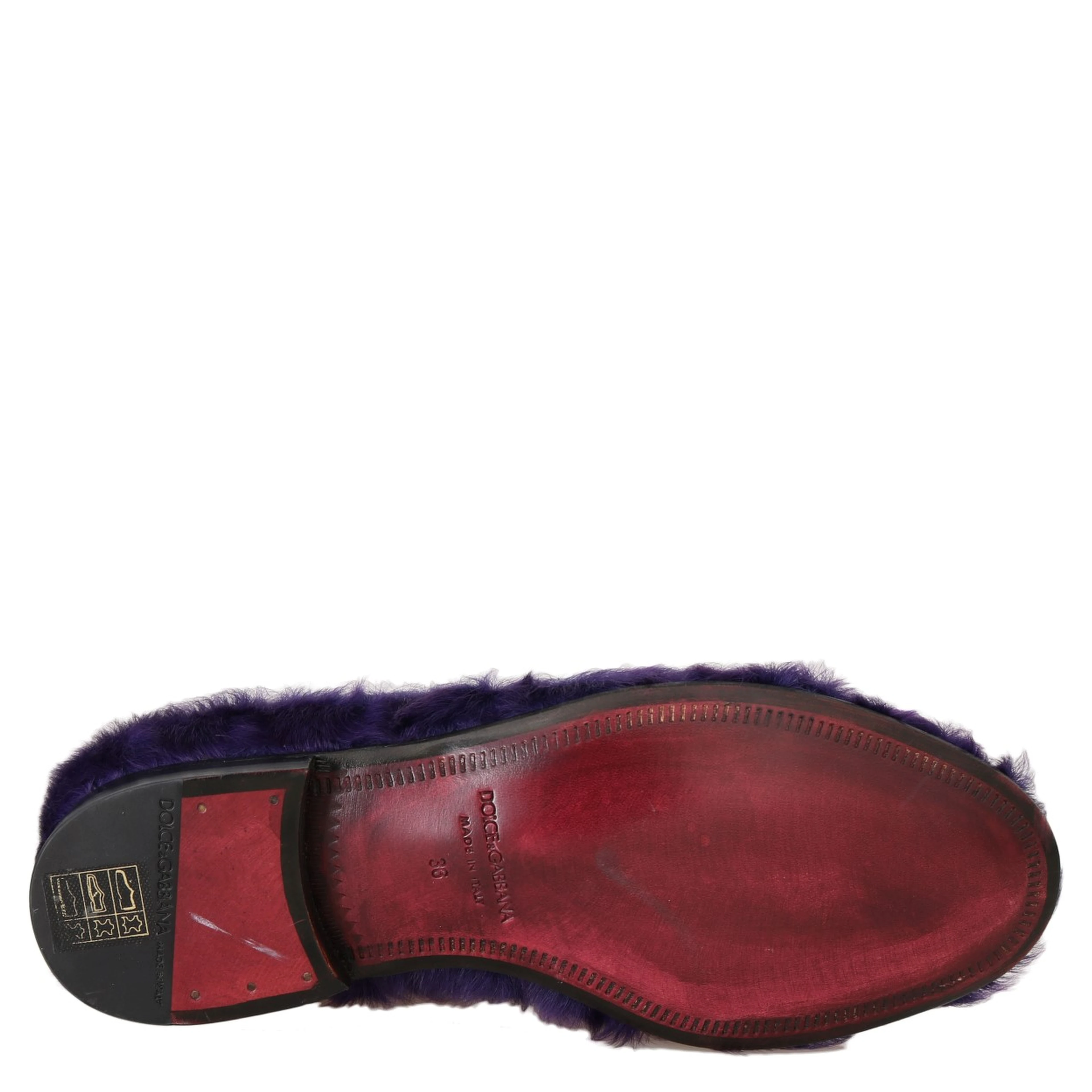 Purple Sheep Fur Leather Loafers