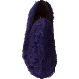Purple Sheep Fur Leather Loafers