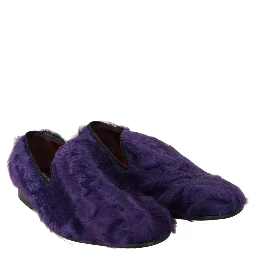 Purple Sheep Fur Leather Loafers