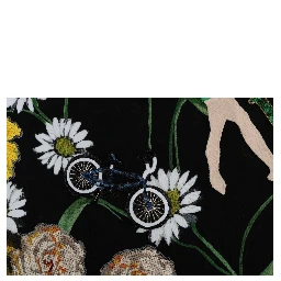 Black Embellished Daisy Brocade Skirt