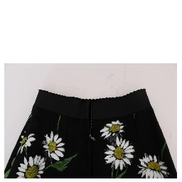 Black Embellished Daisy Brocade Skirt