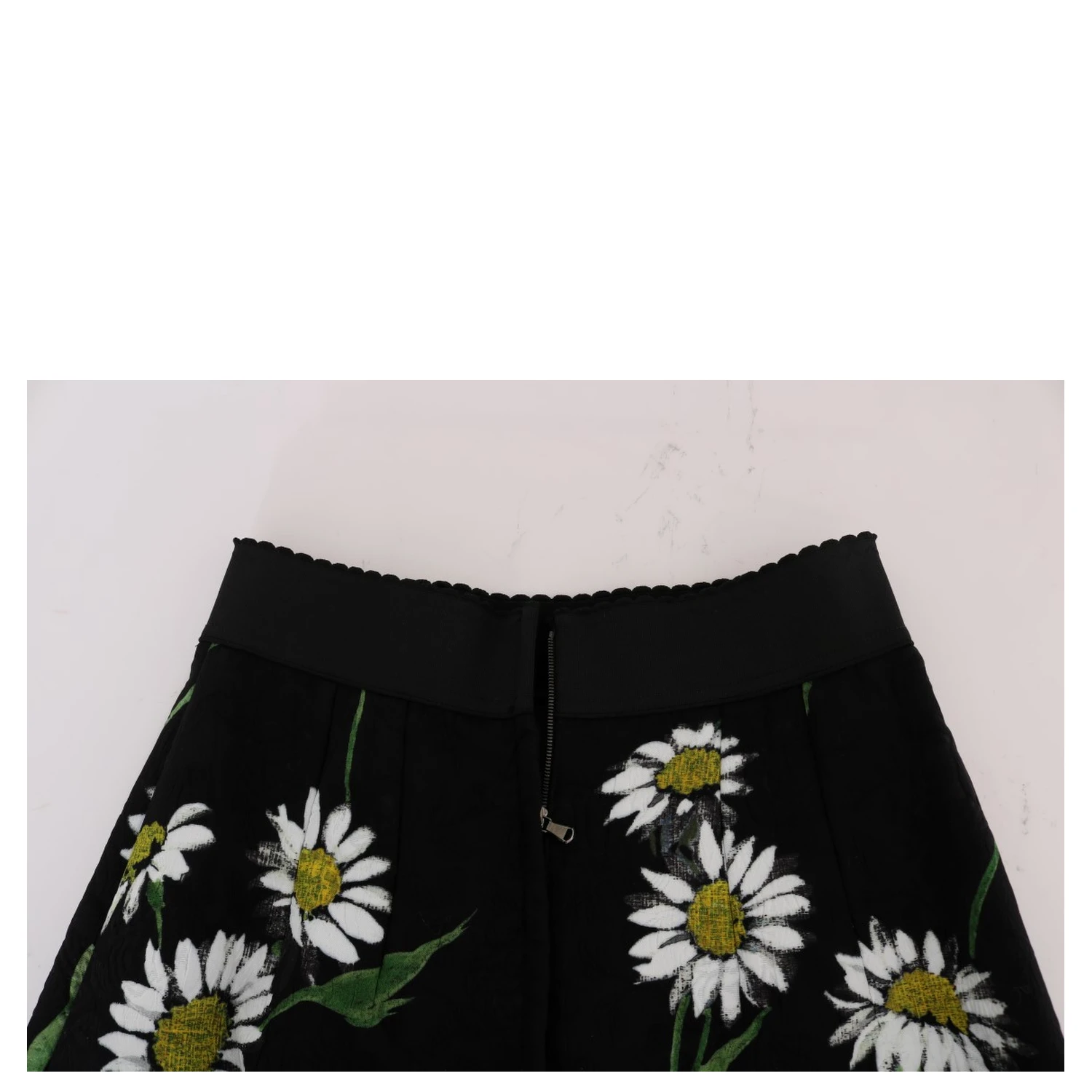 Black Embellished Daisy Brocade Skirt