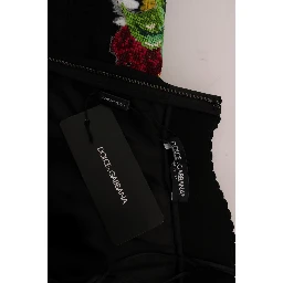 Black Embellished Daisy Brocade Skirt