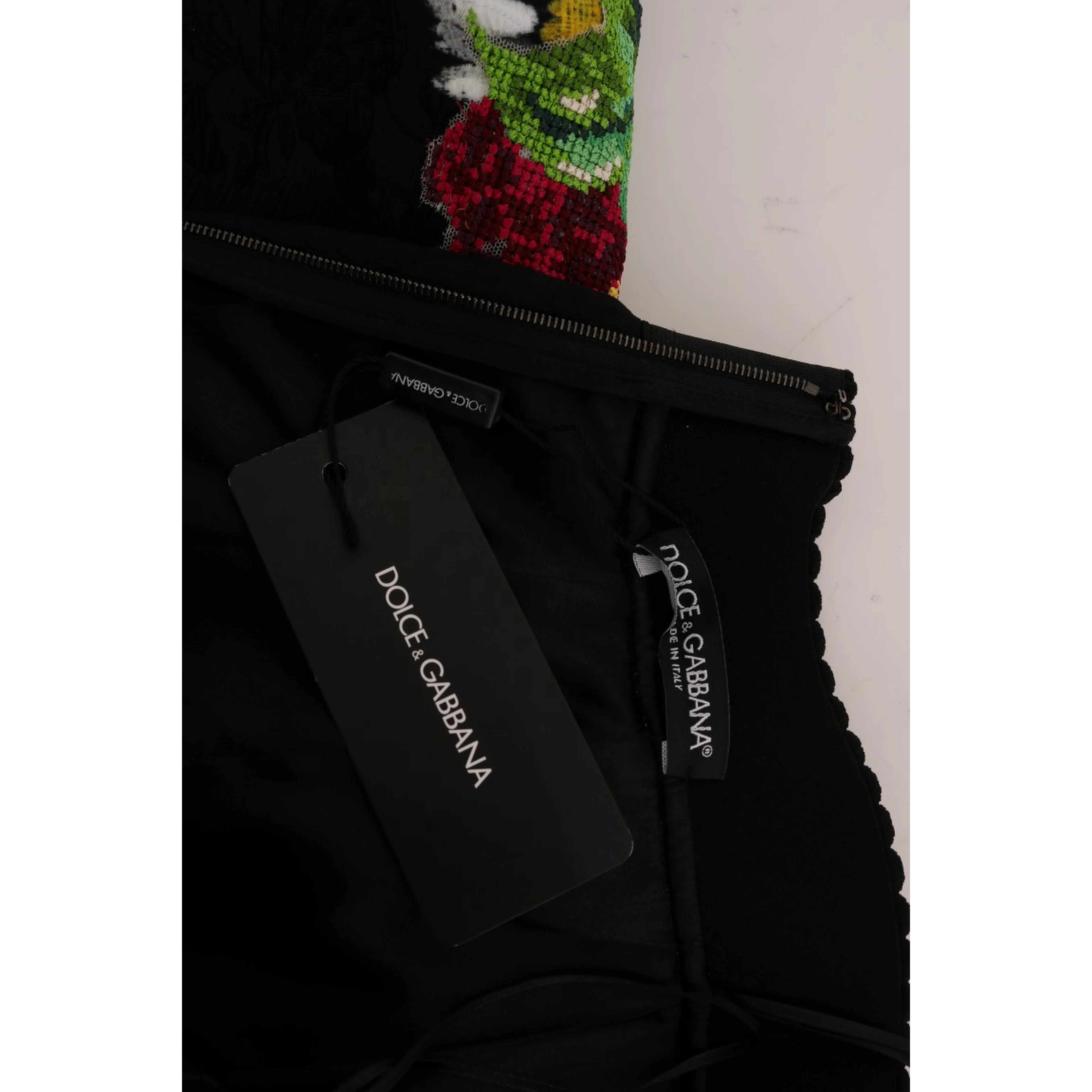 Black Embellished Daisy Brocade Skirt