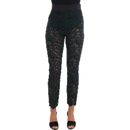 Green Floral Lace Leggings Pants