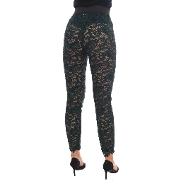 Green Floral Lace Leggings Pants