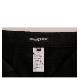 Black Floral Brocade Capri Pants