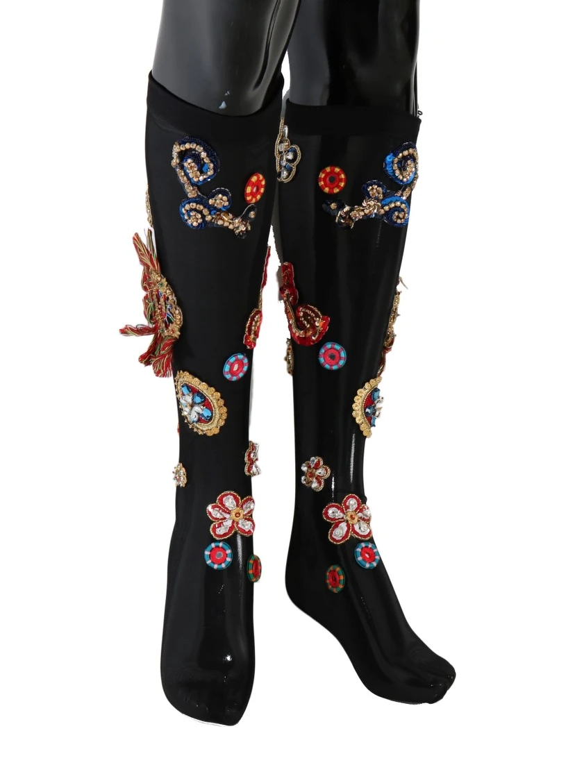 Black Stretch Carretto Crystal Socks