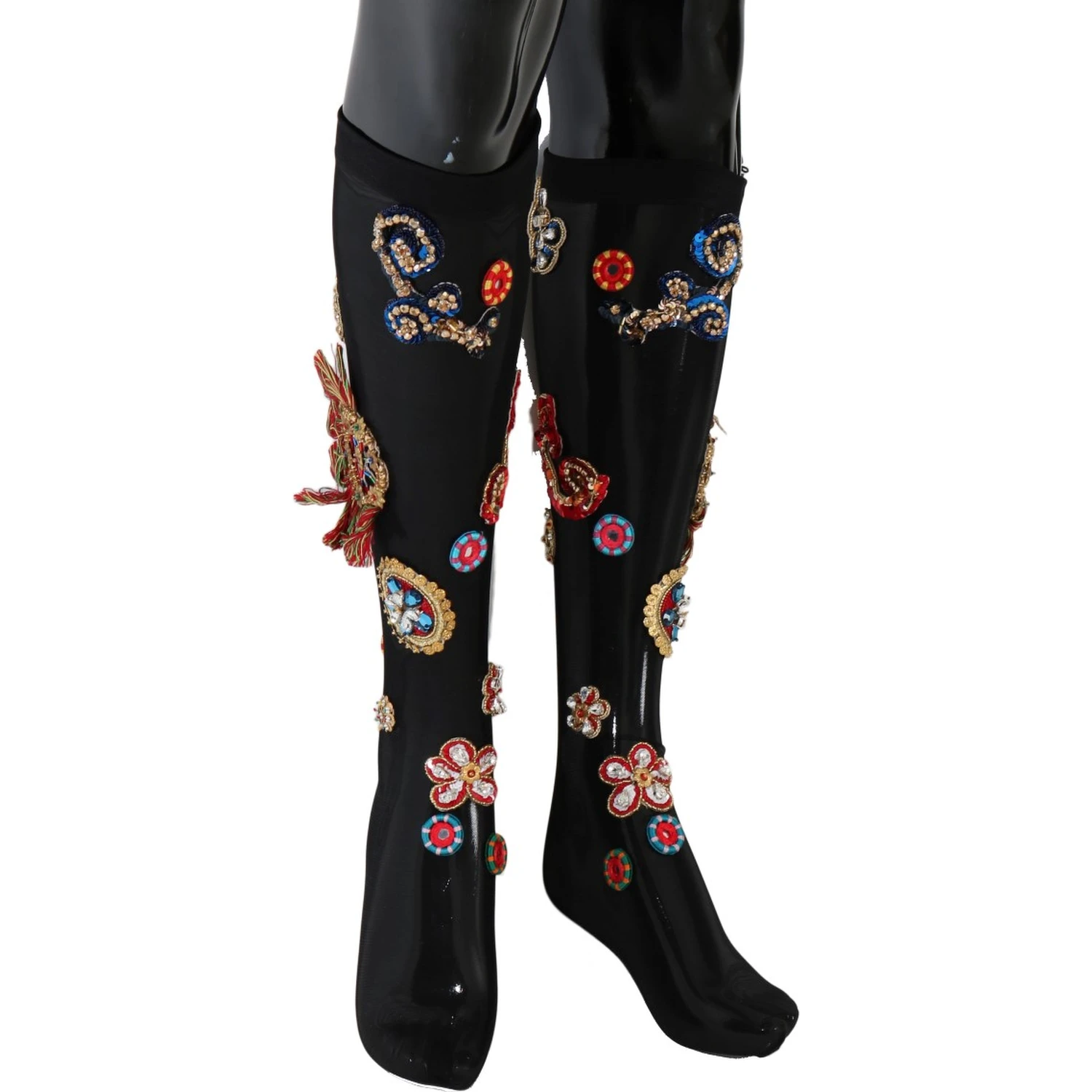 Black Stretch Carretto Crystal Socks