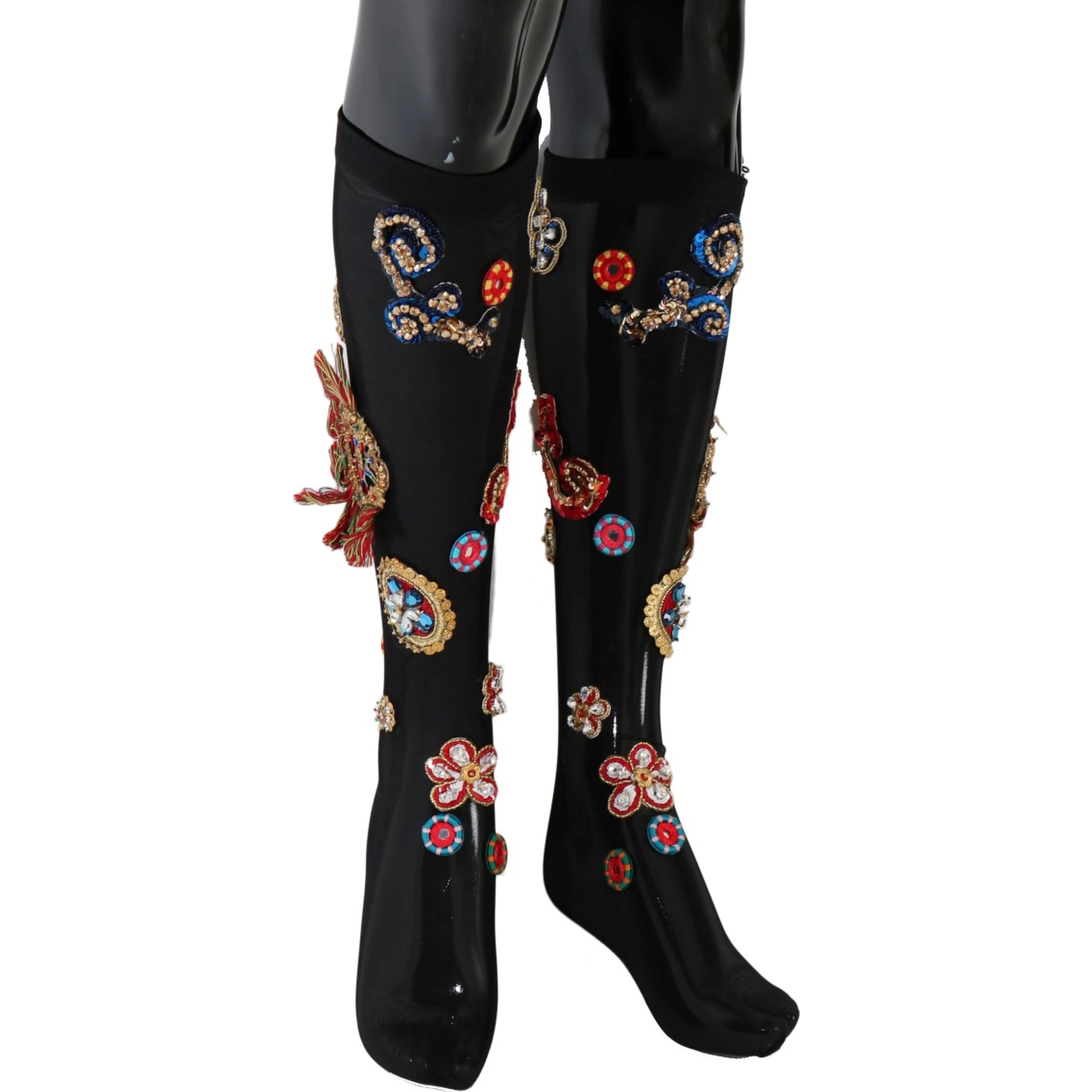 Black Stretch Carretto Crystal Socks