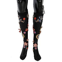 Black Stretch Carretto Crystal Socks