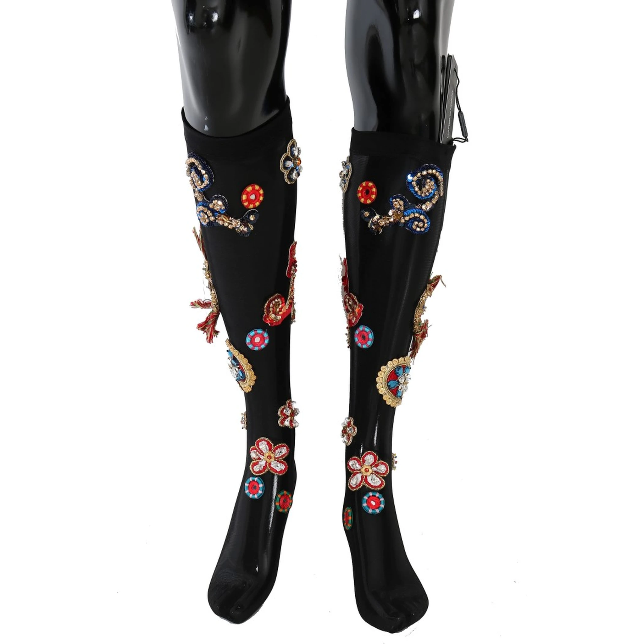 Black Stretch Carretto Crystal Socks