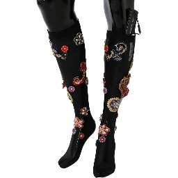 Black Stretch Carretto Crystal Socks