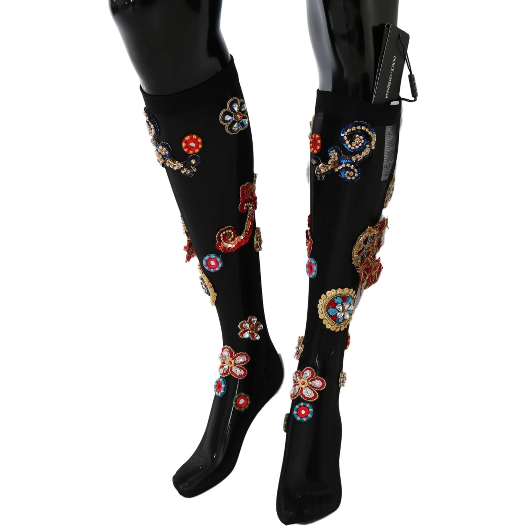 Black Stretch Carretto Crystal Socks