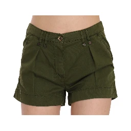 Green Mid Waist 100% Cotton Mini Shorts